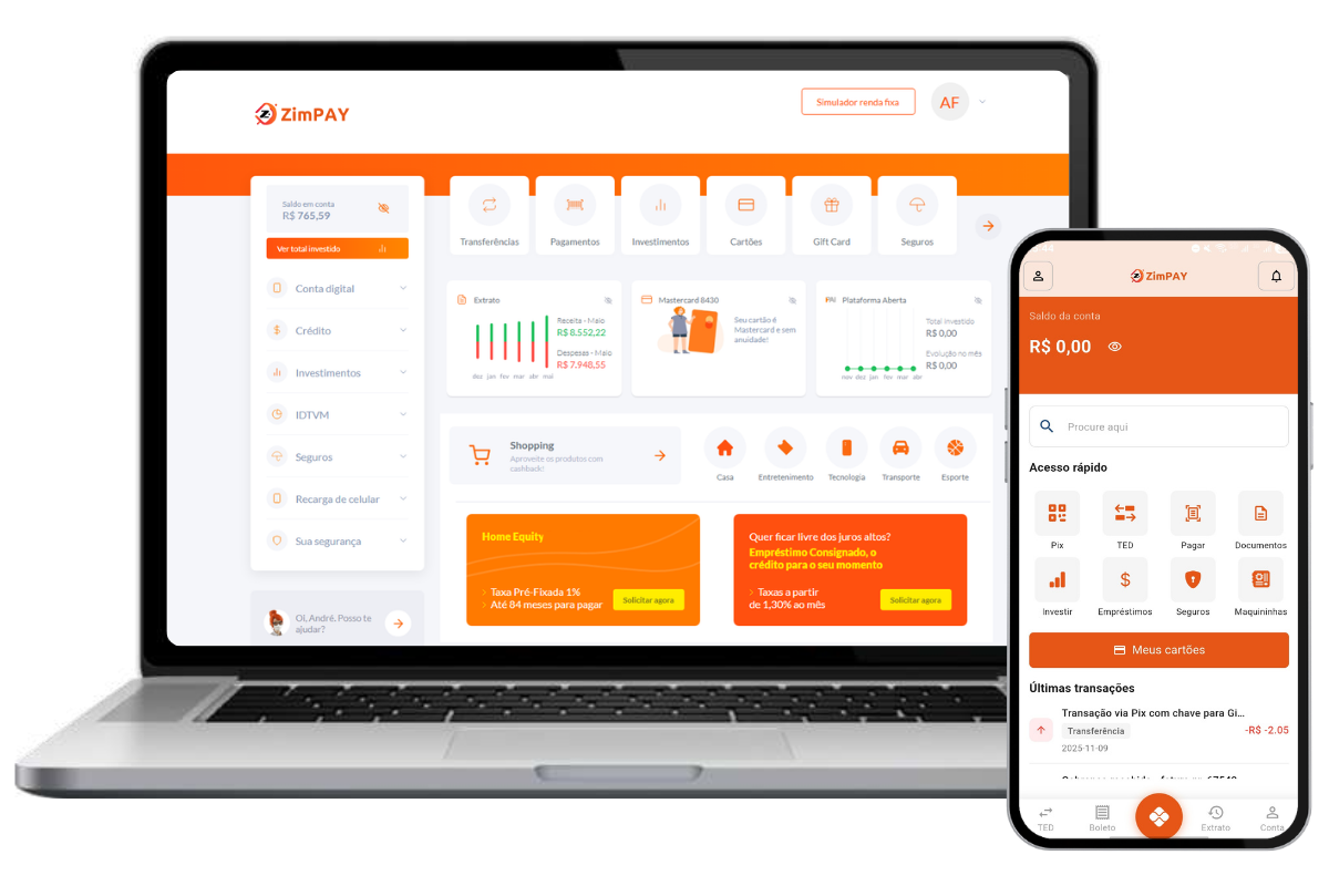 Dashboard ZIMPAY — transações